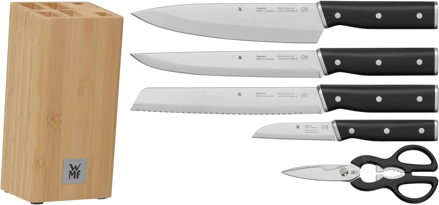 Bộ Dao 6 Món WMF SEQUENCE Chất Liệu Thép Không Gỉ, Giá Cắm Gỗ Sang Trọng, Bền Bỉ - 1882199992