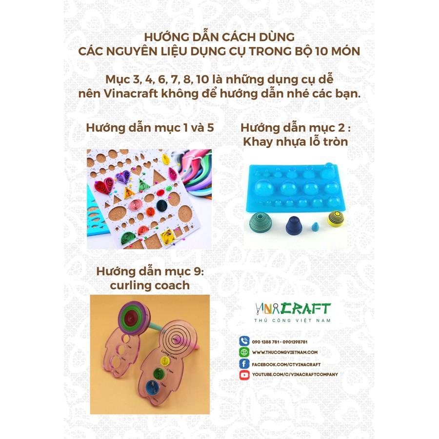 Bộ nguyên liệu dụng cụ làm Quilling 10 món + 9 xấp giấy Quilling