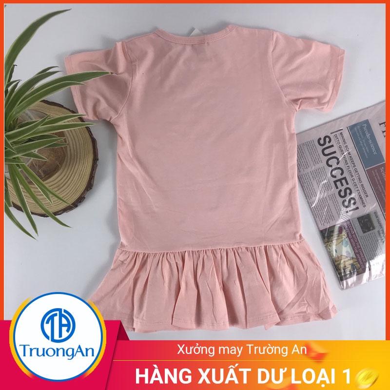 Bộ váy bé gái màu hồng chất liệu cotton