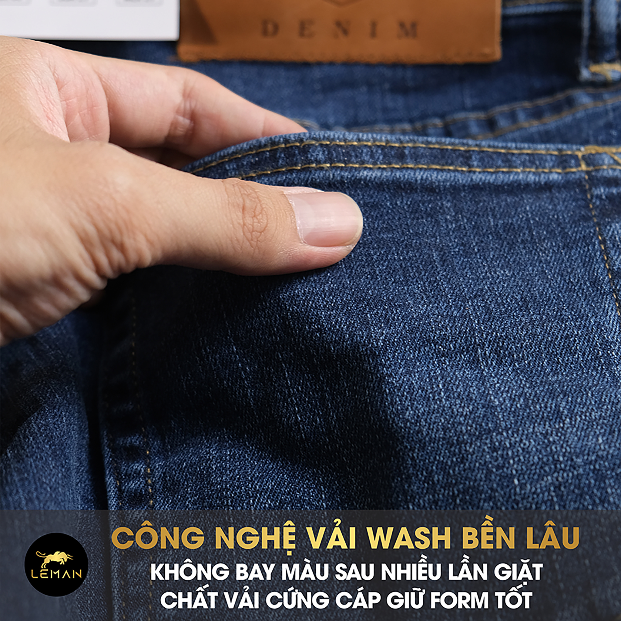 Quần Short Jean nam Leman xanh trơn JL01 - Slim straight Form