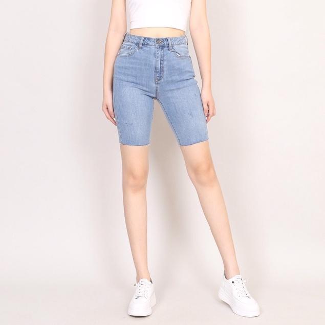 Quần Jean Nữ dáng Ngố Trên Gối Xước Gấu Cắt CT JEANS