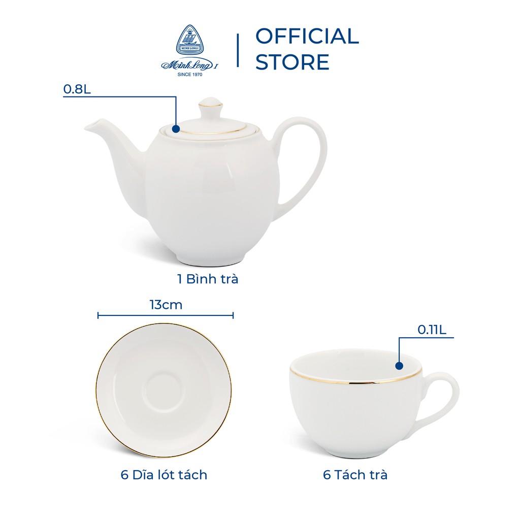 Bộ trà 0.8 L Camellia Chỉ Vàng Sứ cao cấp Minh Long