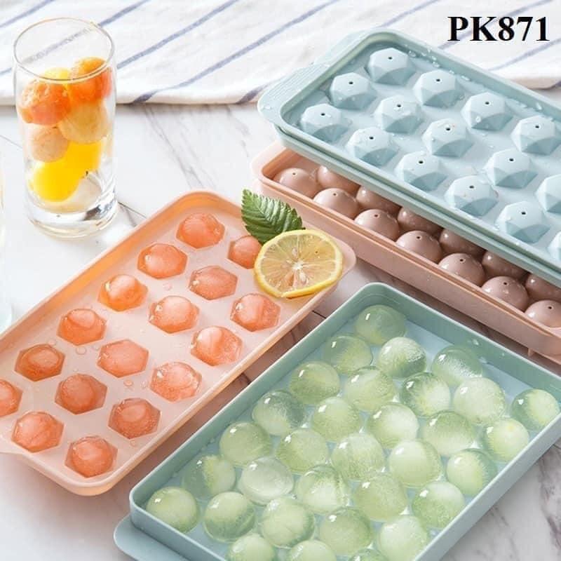 Set 5 Khay Làm Đá Bi Tròn 33 Viên - Khay Làm Đá Nhiều Sắc Màu, Làm Đá Hoa Quả