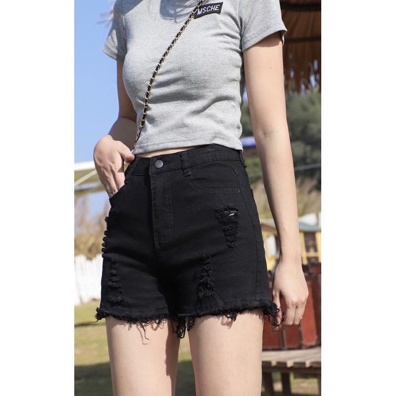 Quần short jean nữ Big Size lưng cao trên rốn, co dãn mạnh, in hoa cúc đang hot 3453