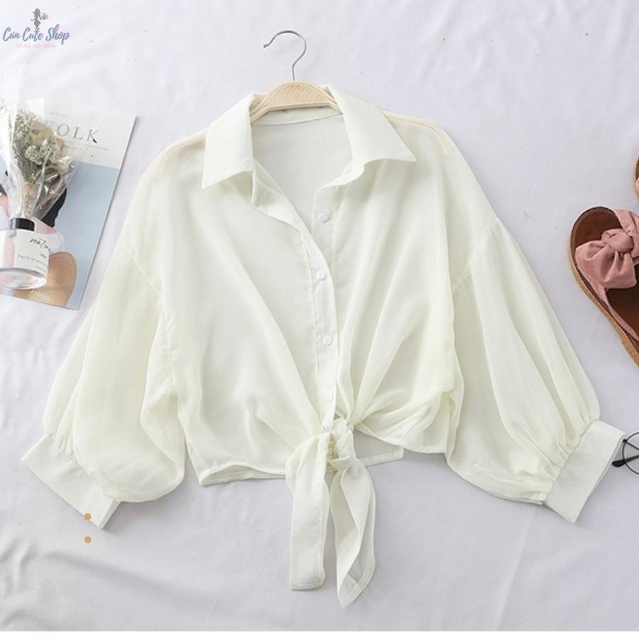 Áo Sơ Mi Cột Eo Tay Ngắn C040 Dành Cho Nữ Đi Chơi Đi Dạo Đều Đẹp