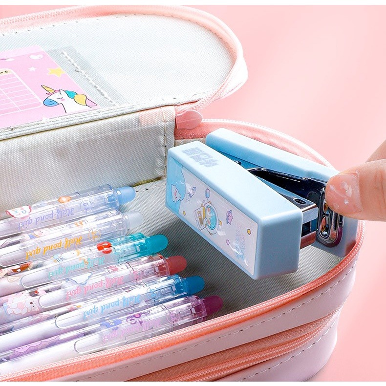 Bấm ghim giấy mini Pastel dập ghim kẹp tài liệu văn phòng phẩm Lalunavn dễ thương B128