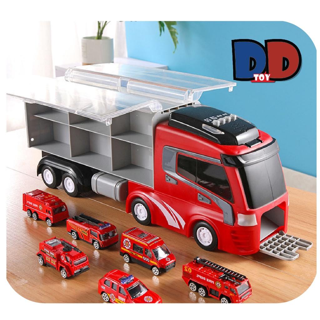 Đồ chơi xe oto cảnh sát cứu hỏa lính đặc công cho bé kèm theo 6 xe nhỏ có nhạc hàng có sẵn