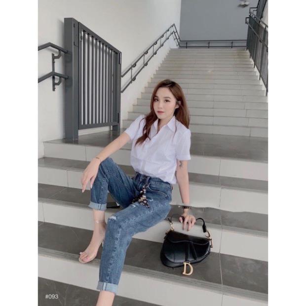Áo sơ mi công sở, dáng suông, chất vải đẹp, áo sơ mi cộc túi ngực
