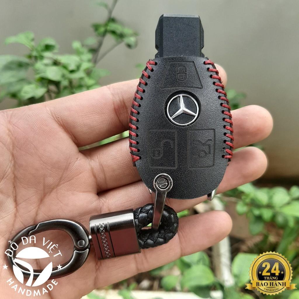 Bao da chìa khoá Mercedes C class, E class, GLK, GLC, ML ... chìa mec bằng da bò, bảo hành 24 tháng, nhiều mầu