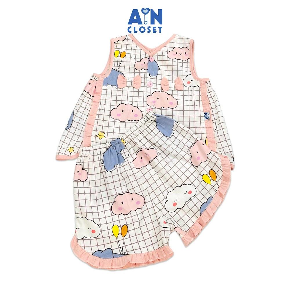 Bộ quần áo ngắn bé gái họa tiết Mây Hồng cotton - AICDBGJ8BS6Y - AIN Closet