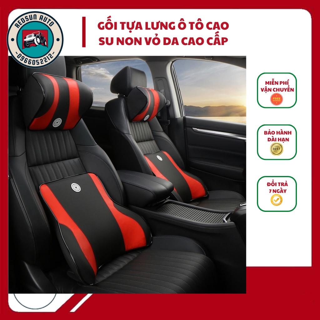 Bộ Gối Tựa Cổ,Tựa Lưng Ô Tô, Xe Hơi Chất Liệu Cao Su Non Nguyên Khối Bọc Da Cao Cấp Chống Đau Mỏi Cổ - Vai Gáy