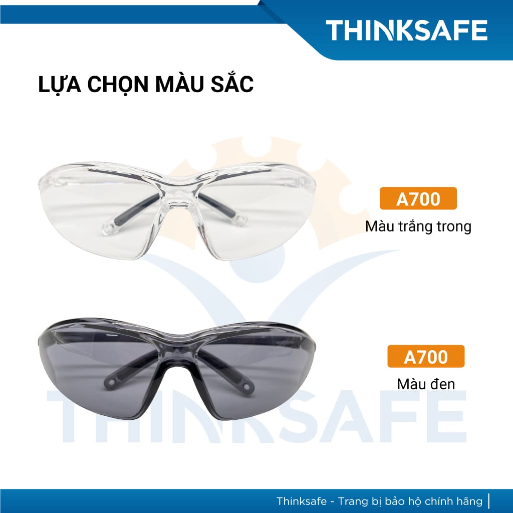 Kính bảo hộ Honeywell A700, bảo vệ mắt chống bụi đi đường, chống tia uv, đa năng, dùng trong lao động (màu trắng/ đen) - Thinksafe