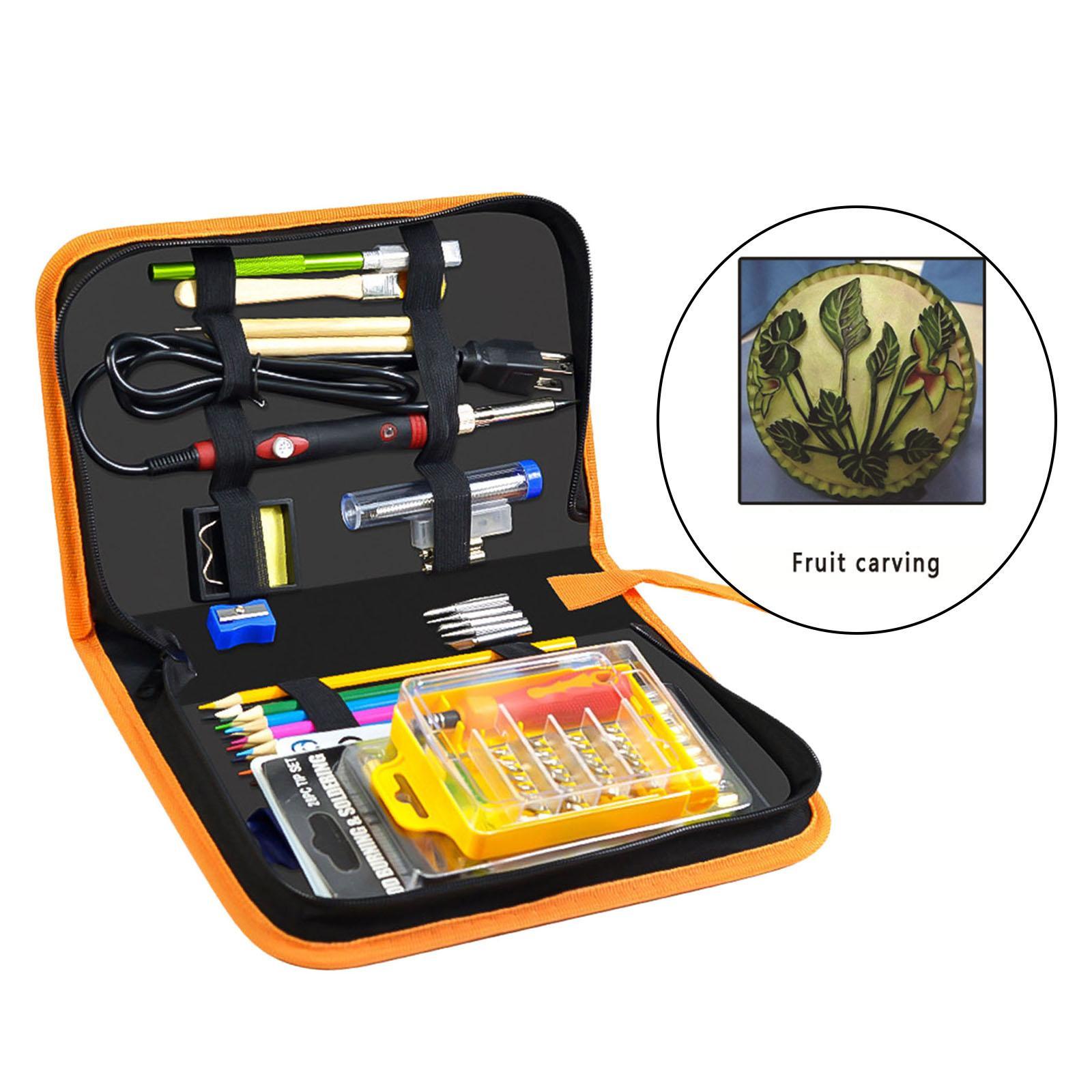 Wood Burning Kit Adults Solder Wire Stencils 220-480°C DIY Accessories W/Carrying Case Pyrography Pen Brush Wood Burning Tool for Soldering Carving