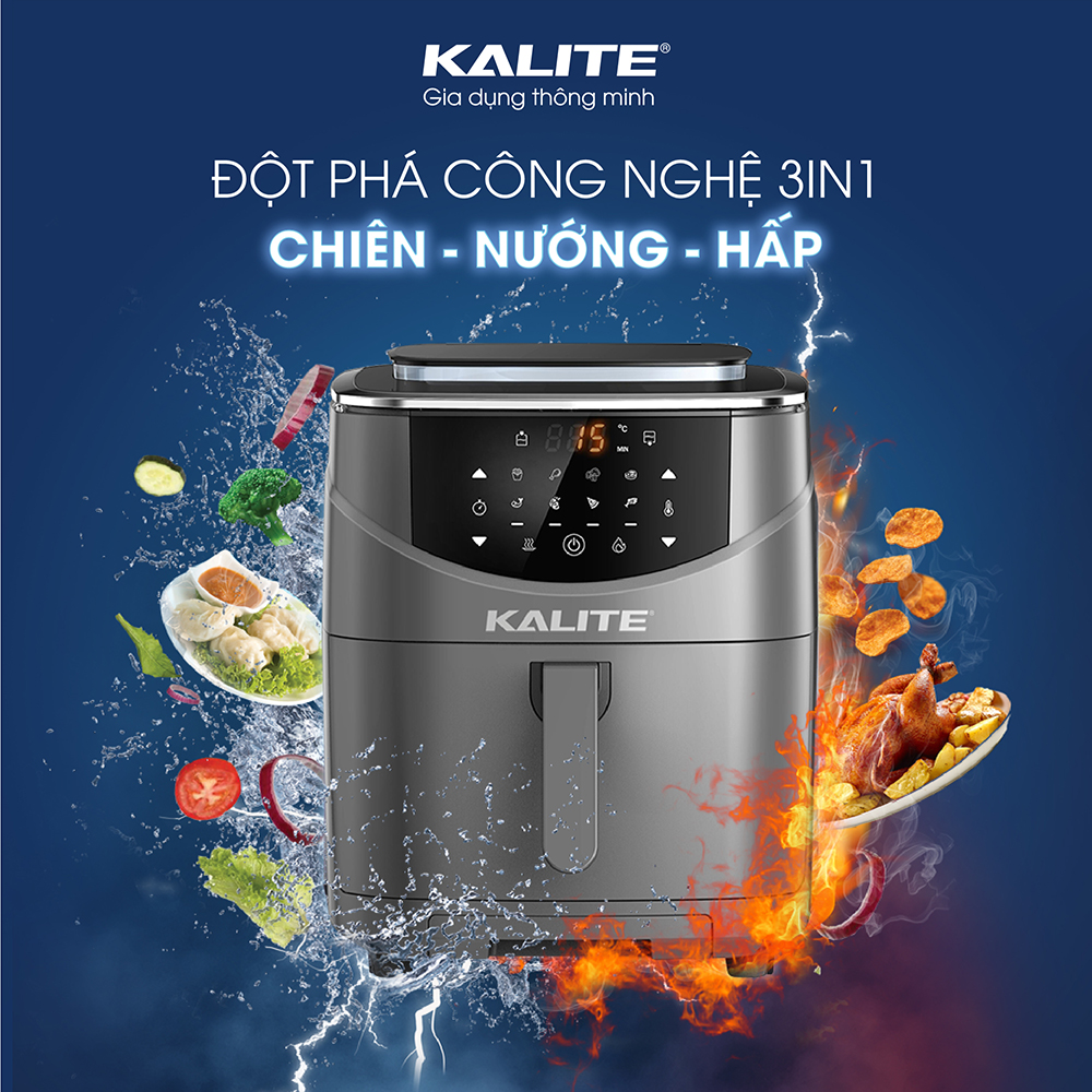 Nồi Chiên Hơi Nước Kalite Steam 7 (Chức Năng Chiên, Hấp, Nướng 3 in 1 - Công Suất 1700W, Dung Tích 7L) - Hàng Chính Hãng