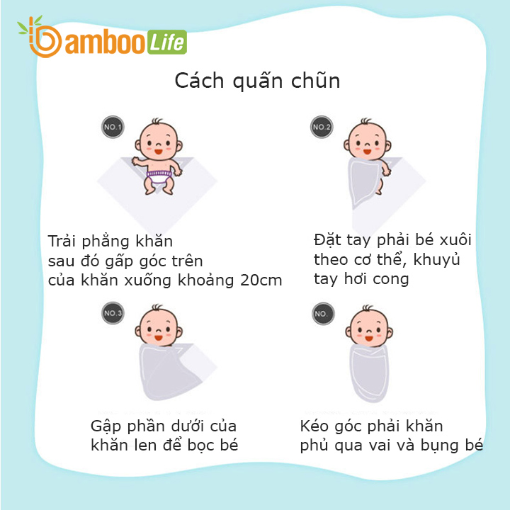 Quấn chũn cho em bé Bamboo Life BL054 từ sợi tre thiên nhiên hàng chính hãng Chũn quấn cho bé sơ sinh