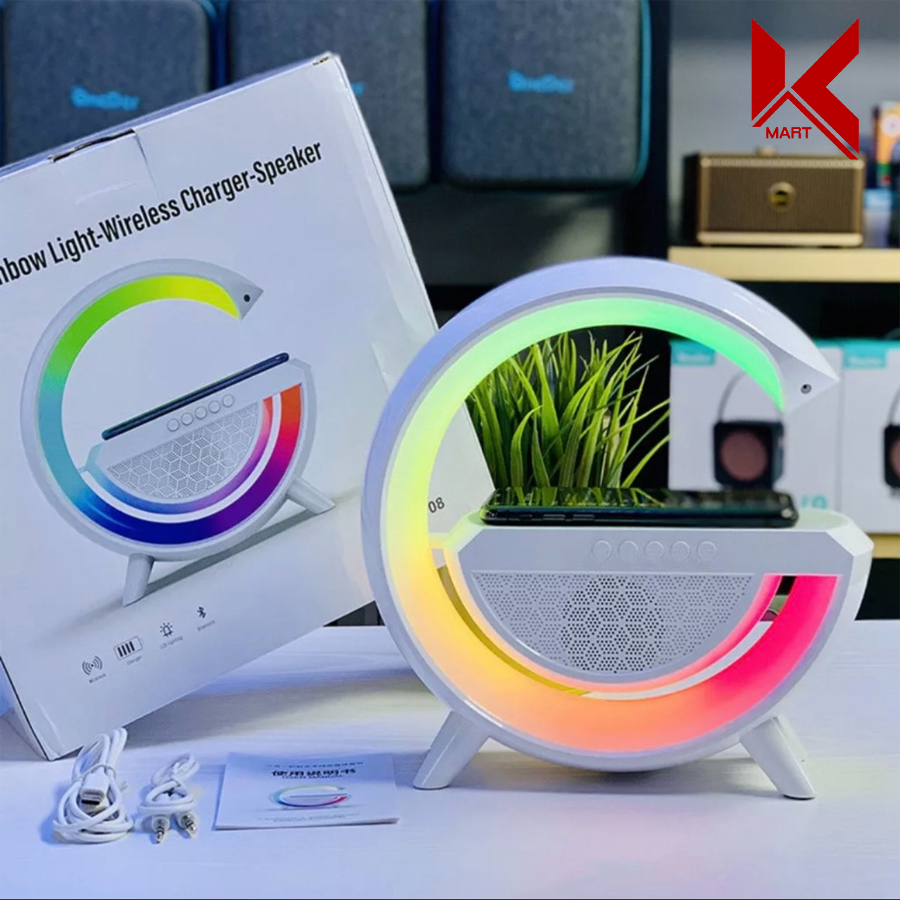 Loa bluetooth thông minh chữ G, kiêm sạc không dây 10W và đèn ngủ LED RGB - K-Mart