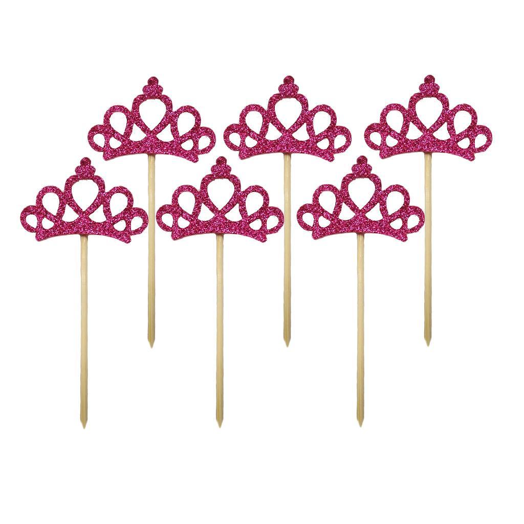 6 Pieces/set Felt Crown Shape Cake Toppers Baby Shower Birthday Wedding Cake Picks Cake Centerpieces