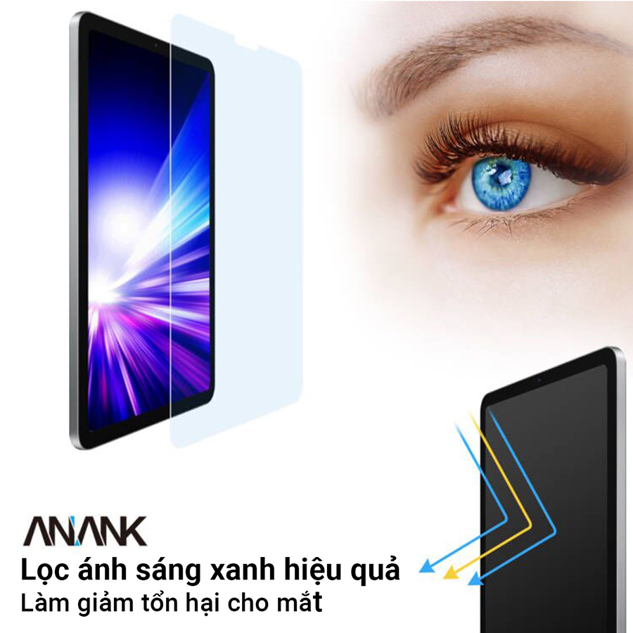 Miếng Dán Màn Hình iPad Bảo Vệ Mắt, Chặn Ánh Sáng Xanh ANANK EyeSafe 3D FULL GLASS - Hàng Chính Hãng