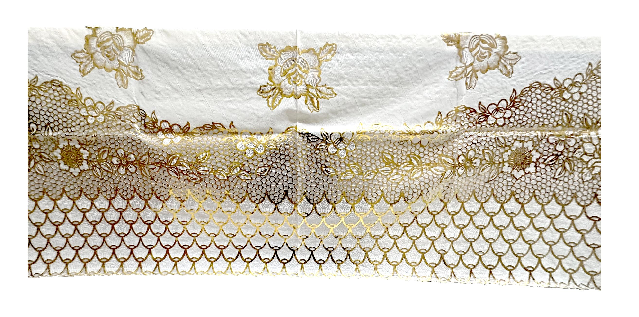 Khăn Trải Bàn WLG.751 (137x180 cm),  hoa văn phủ nhũ vàng, nhựa PVC dẻo, không thấm nước, dễ vệ sinh