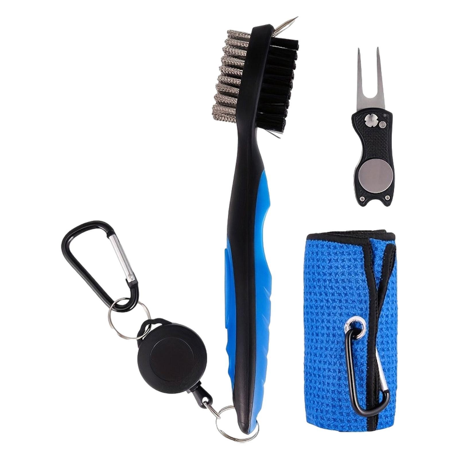 3x Golf Club Cleaning , Golf Club Cleaner Brush Golf Brush with Retractable Zip Line Repair Tool Golf Towel for Golf Irons, Golf Cart