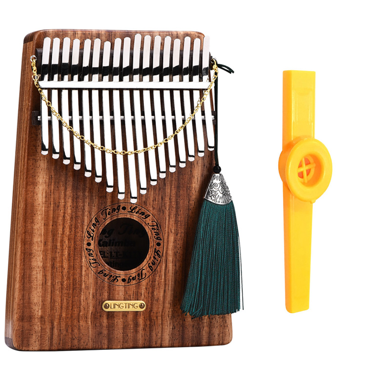 Đàn Kalimba LingTing 17 Phím Gỗ Hồng Đàn LT-K17S (Hộp cứng chống sốc, Búa chỉnh âm, Dây treo trang trí,  Sticker dán note, Khăn lau, Sách học, Ling Ting K17S) - Kèm Kèn Kazoo DreamMaker.