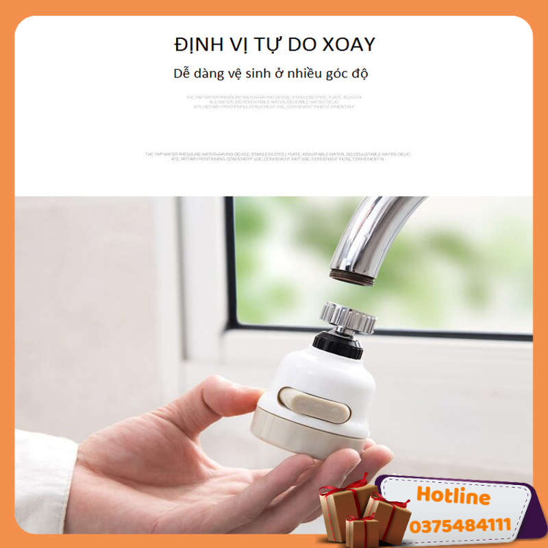 Đầu Vòi Tăng Áp Điều Hướng 360 Độ 3 Chế Độ Chảy Kèm 02 Móc Treo Dán Tường Cao Cấp  - Hàng Loại 1