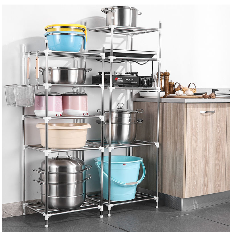 Kệ để xoong nồi 5 tầng inox lắp ráp kích thước 42x35x112cm hàng cao cấp