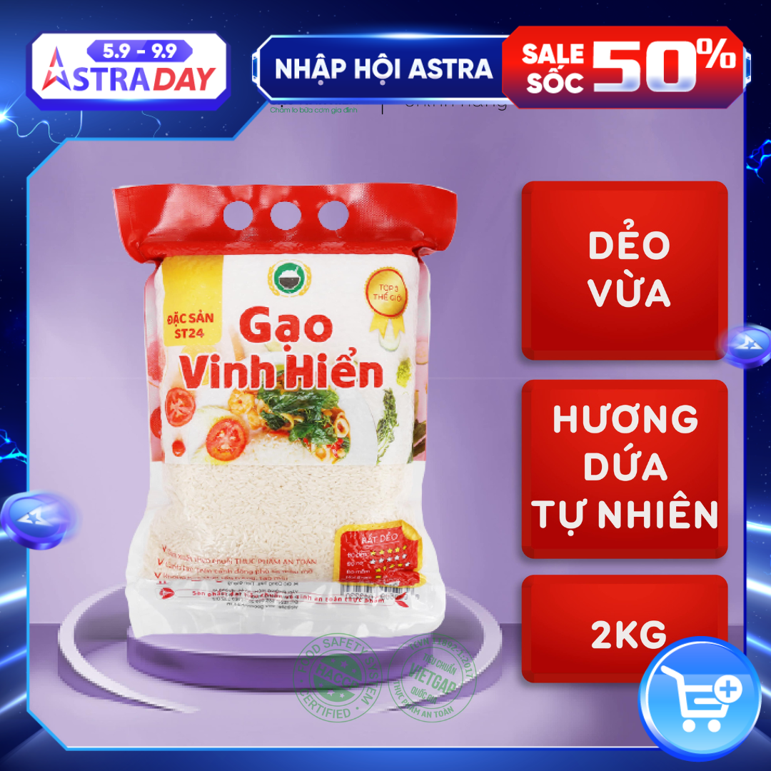 Đặc sản Tiền Giang - Gạo Ngon Đặc Sản ST24 (2kg) - OCOP 4 SAO