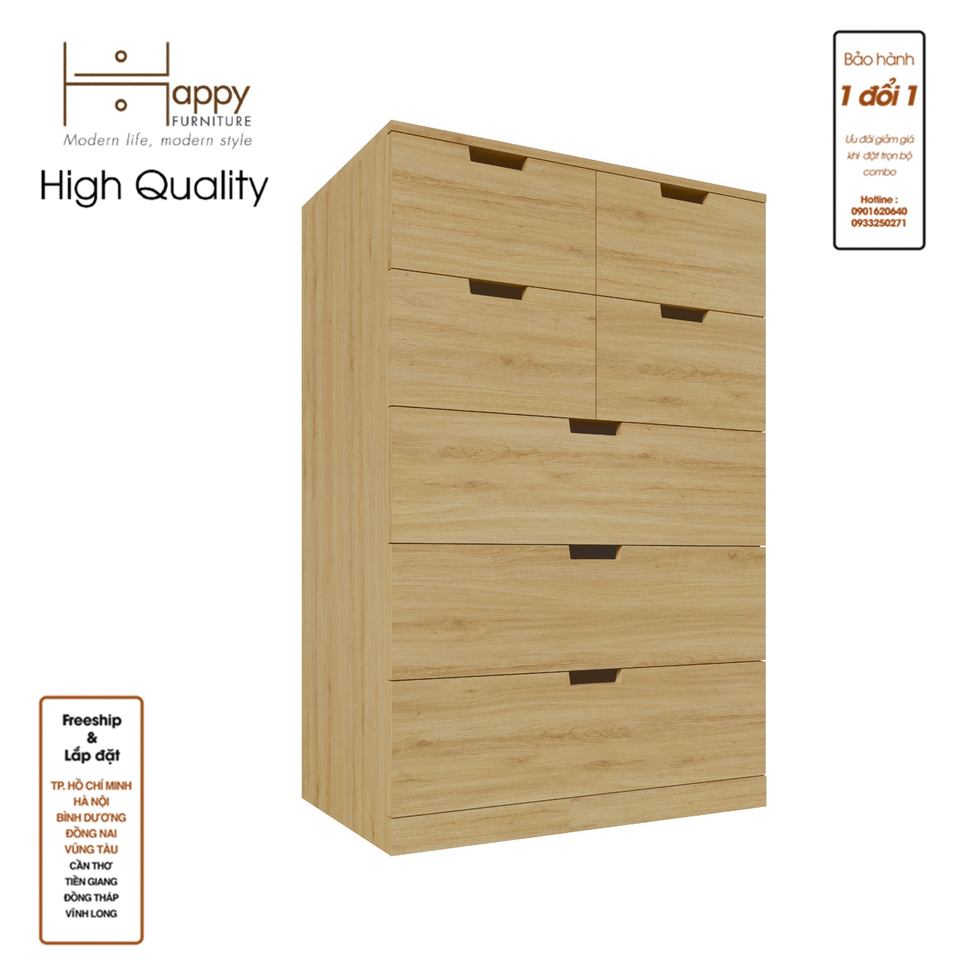 [Happy Home Furniture] SCANDINA, Tủ đựng đồ 7 ngăn kéo, 80cm x 47cm x 120cm ( DxRxC), THK_100