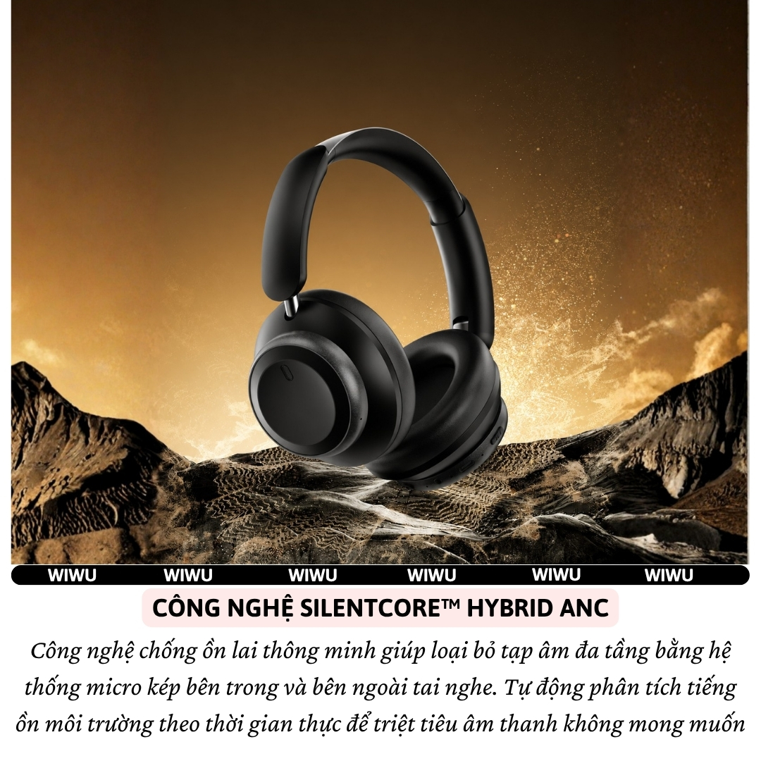 Tai Nghe chống ồn ANC Kép SilentCore Hybrid Bluetooth V6.0 không dây Hi-Res ACS WIWU Soundbasha TD-17 cho iphone ipad oppo z fold samsung - Chống Ồn Hybrid ANC, Bluetooth 6.0, Pin 50 Giờ, Âm Thanh ACS 360° - Hàng nhập khẩu