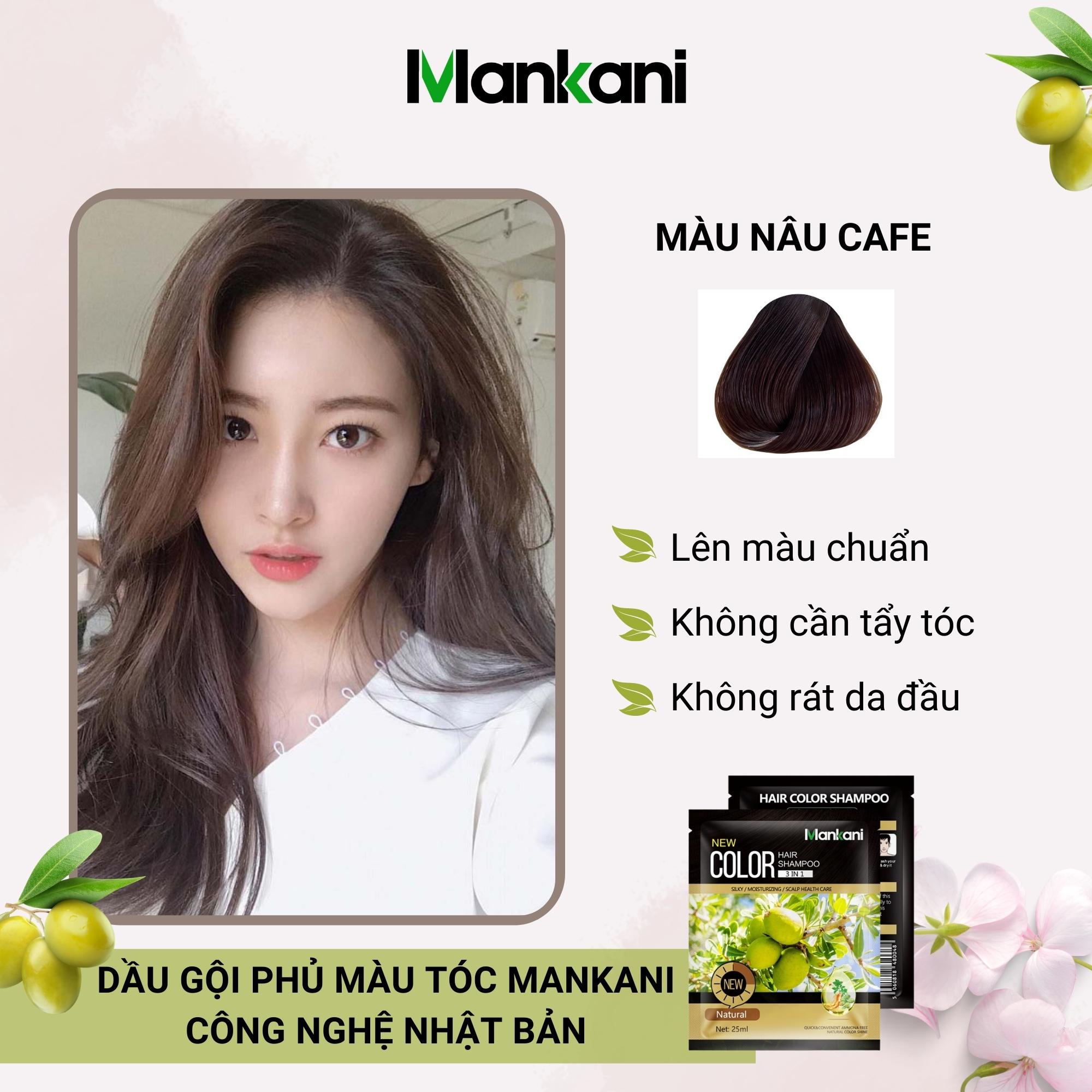 Hộp Dầu Gội Nhuộm Tóc, Thảo Dược Màu Nâu Cà Phê, Mankani [250ml - Chính Hãng