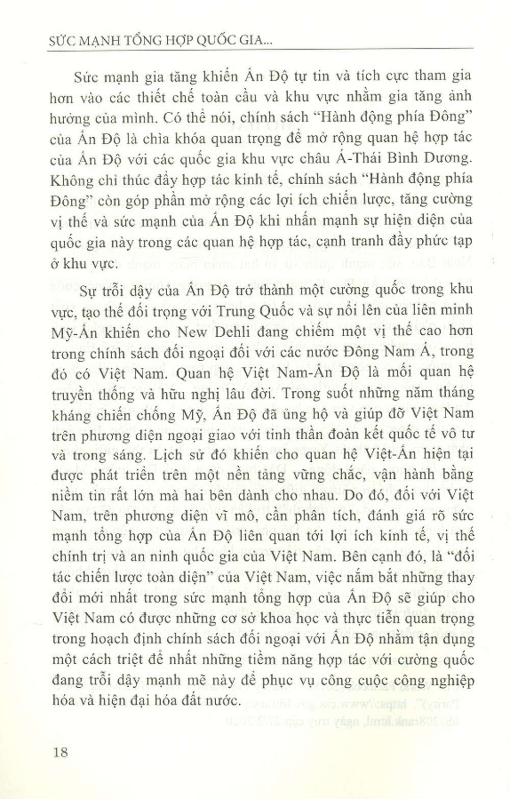 Sức Mạnh Tổng Hợp Quốc Gia Của Ấn Độ - Hiện Trạng Và Triển Vọng (Sách Chuyên Khảo)