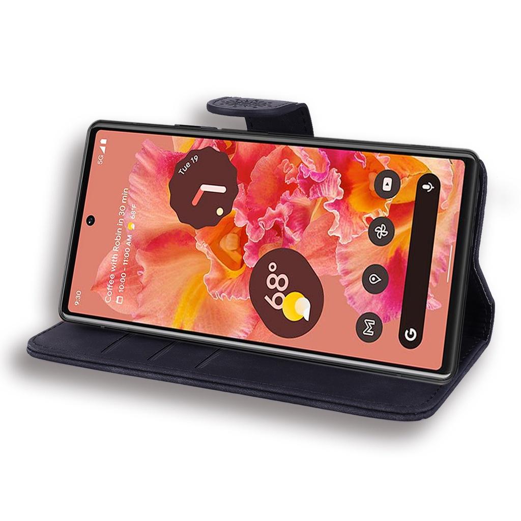 Ốp lưng kiểu ví họa tiết dập nổi hình cây và chú mèo cho Google Pixel 6 Pro