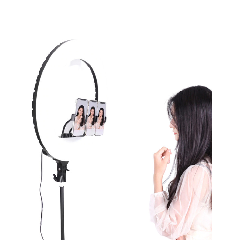 Đèn Led Ring 54cm Trợ Sáng, Hỗ Trợ Livetream, Quay Video, Tiktok, Make up, Studio, Tatoo, 3 Kẹp Điện Thoại,3 Chế Độ Sáng, Kèm Remot Và Túi Đựng