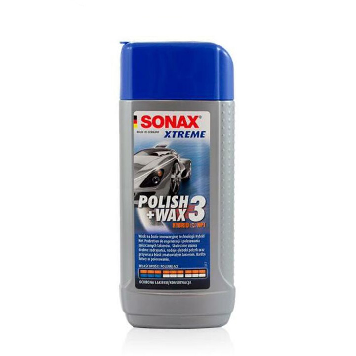 Dung dịch xóa xước, đánh bóng và bảo vệ sơn xe ô tô, xe hơi 3 trong 1 Sonax Wax 250 ml 202100