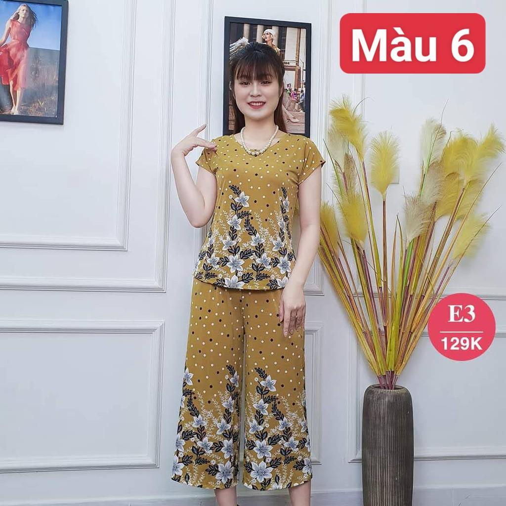 BỘ ĐỒ HOA TRUNG TUỔI CHẤT THUN QUẦN ỐNG RỘNG, CO GIÃN THOẢI MÁI ĐỦ SIZE 40-65KG