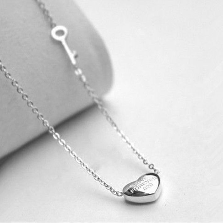 Dây chuyền nữ chìa khóa trái tim  WDC514-1 Không đen không gỉ sét