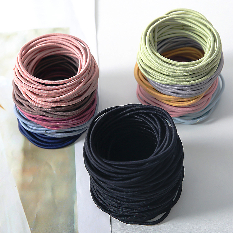 Bịch 100 sợi thun cột tóc hàn quốc nhiều màu sắc (size 4.5cm) kèm túi zip dễ thương - túi 100 dây chun cột tóc co giãn loại lớn thời trang hàn quốc