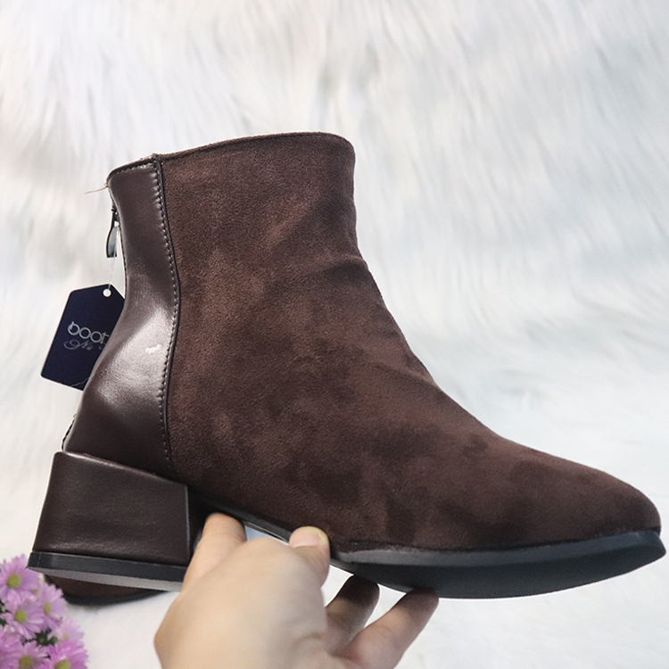 Boot cổ ngắn đế thấp da lộn phối da ĐƠN GIẢN GBN114