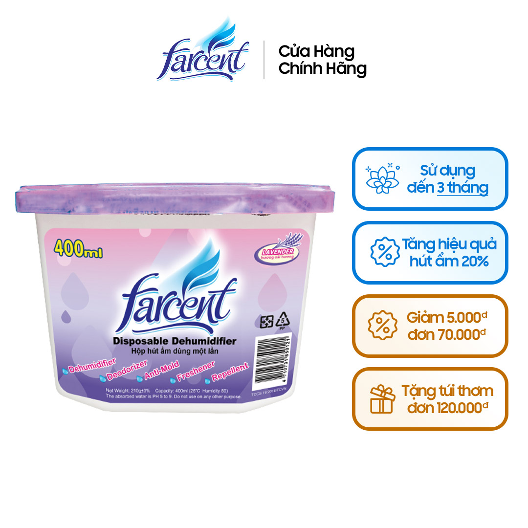 HỘP HÚT ẨM HƯƠNG HOA OẢI HƯƠNG FARCENT 400G - FARCENT