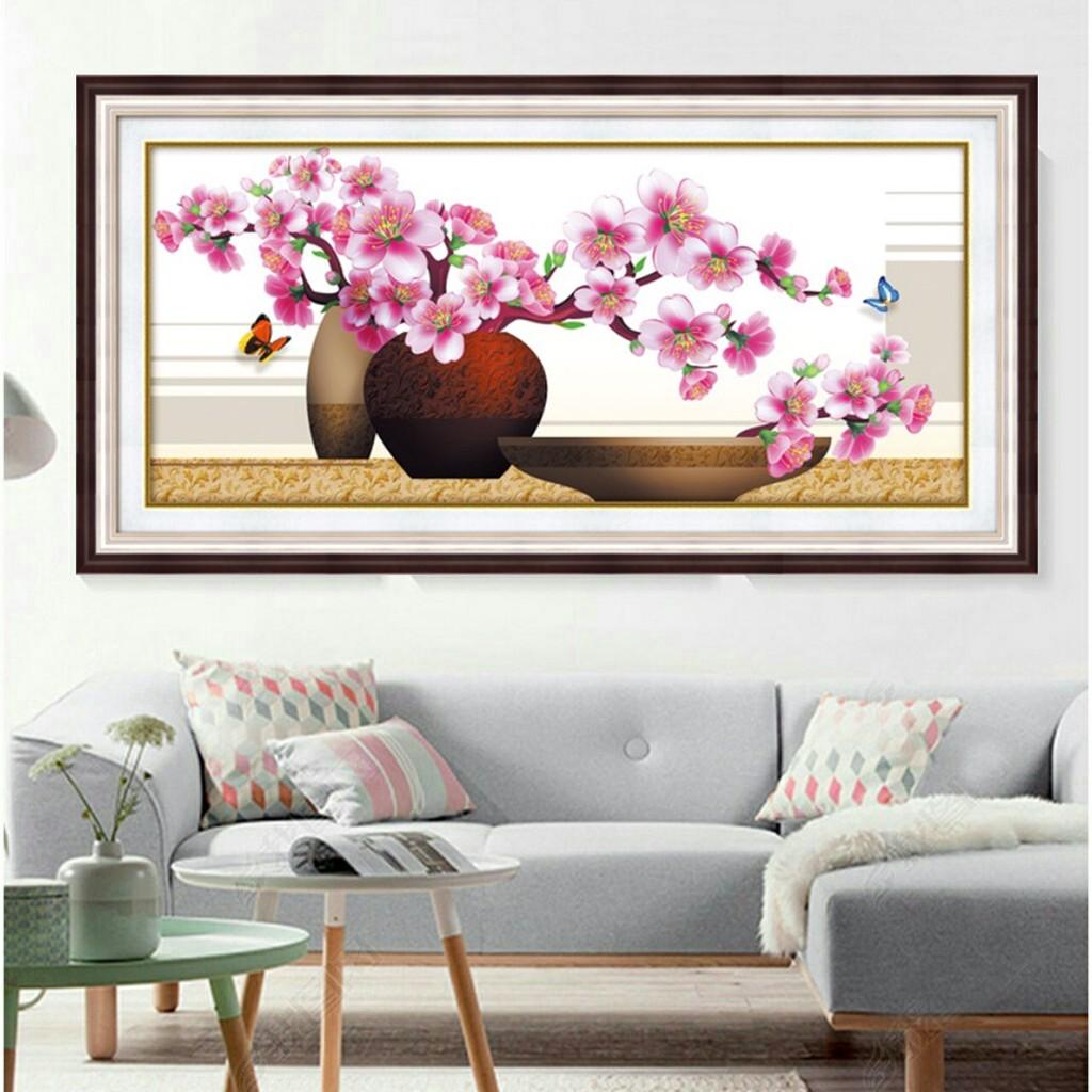 Tranh đính đá Hoa đào khoe sắc DF2495 – Tự đính