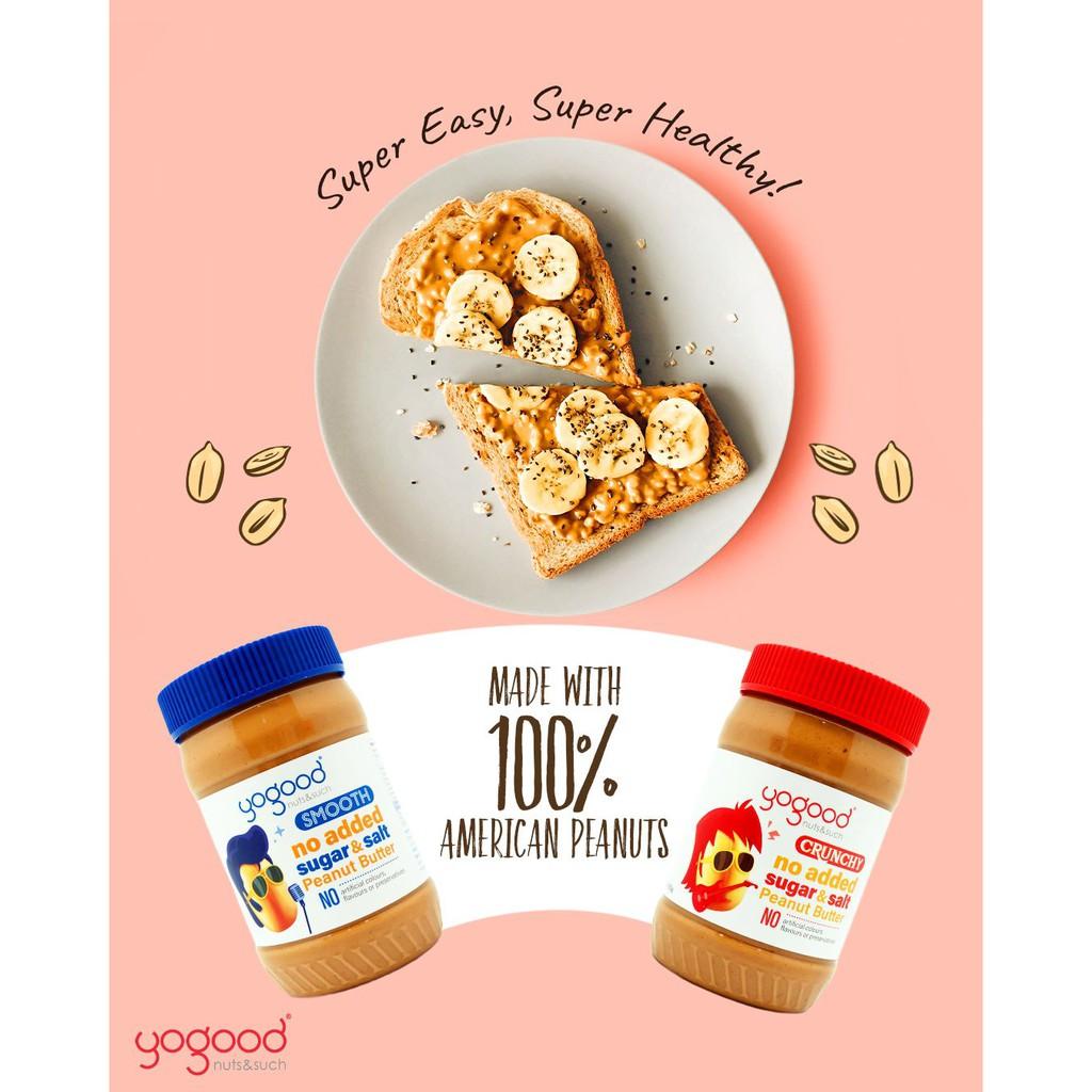 Bơ đậu phộng không đường mịn Yogood - Yogood Smooth Peanut Butter NO ADDED SUGAR - Hộp 453g