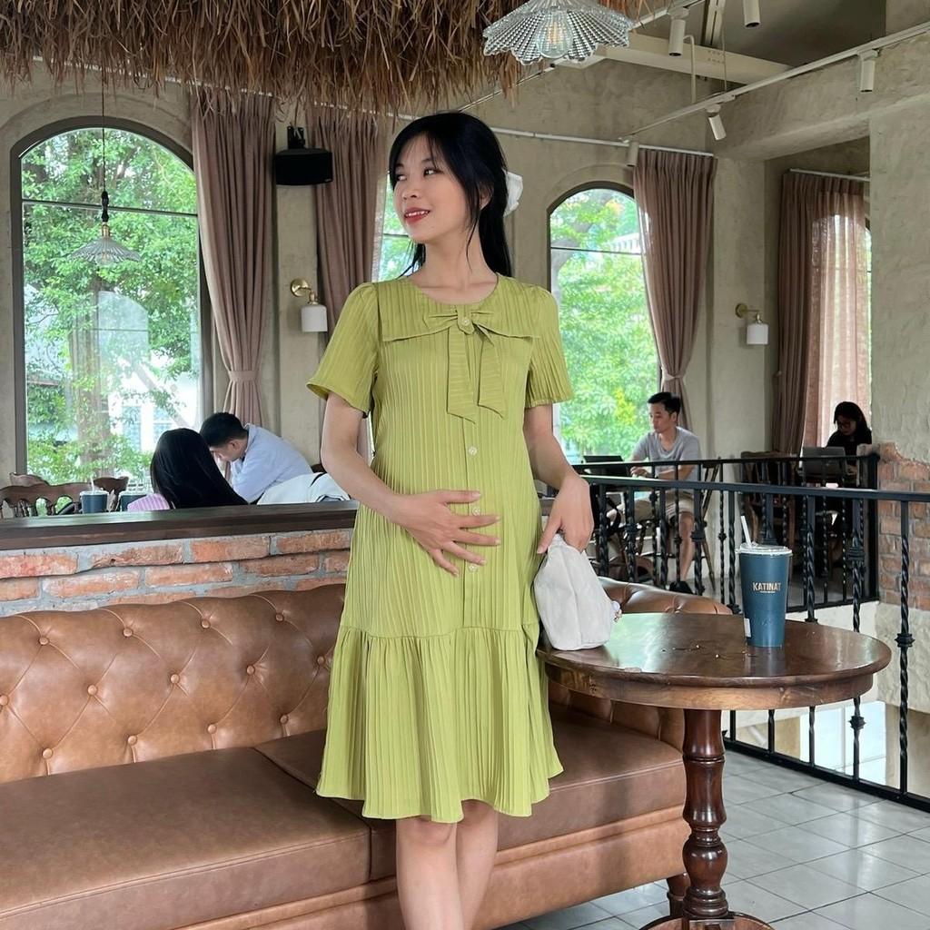 Đầm bầu đũi gân cổ sen thuỷ thủ phom suông đuôi cá bầu diện thoải mái - Da