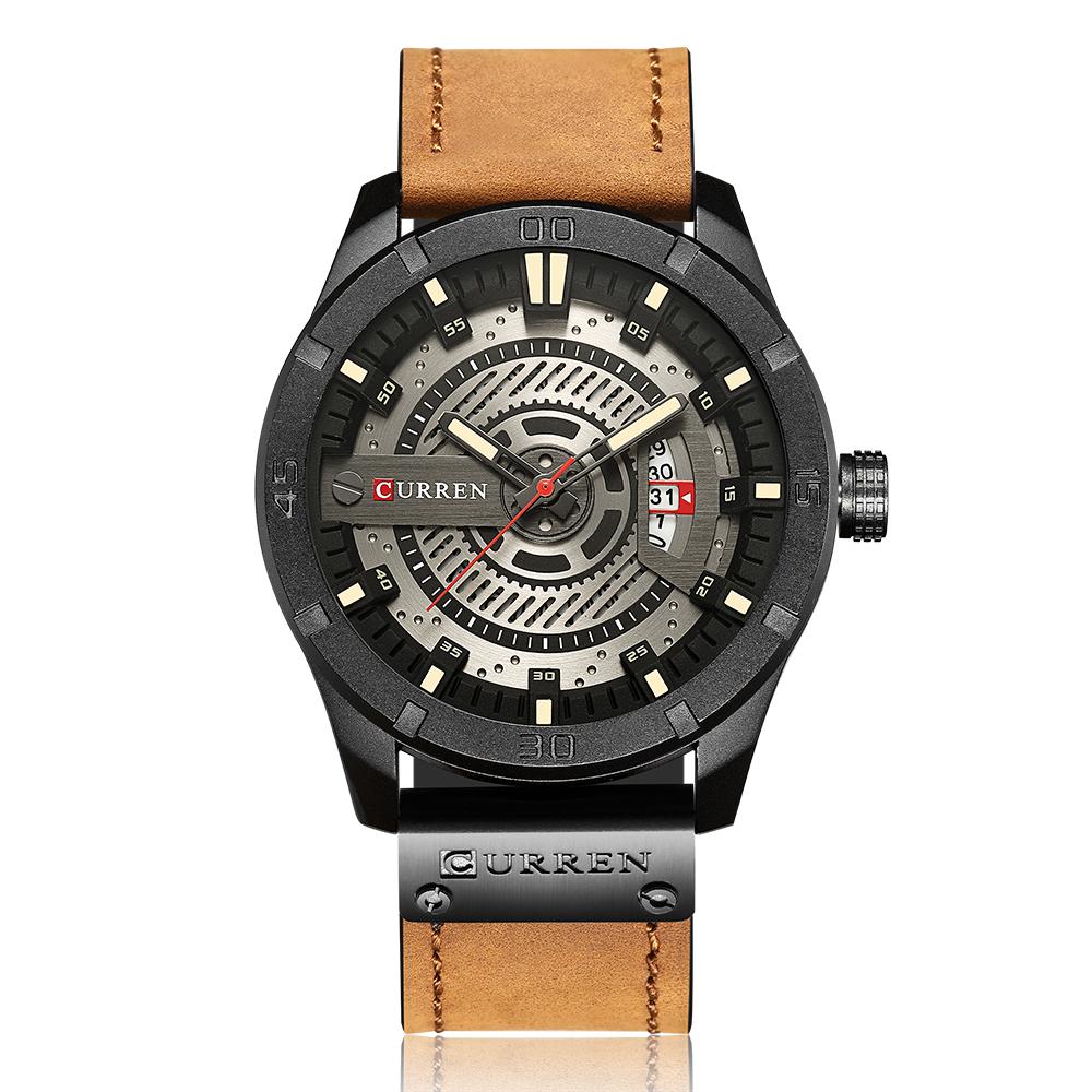 Đồng hồ nam dây da chính hãng thời trang CURREN 1ATM Life Quartz Casual Man Watch Relogio Musculino