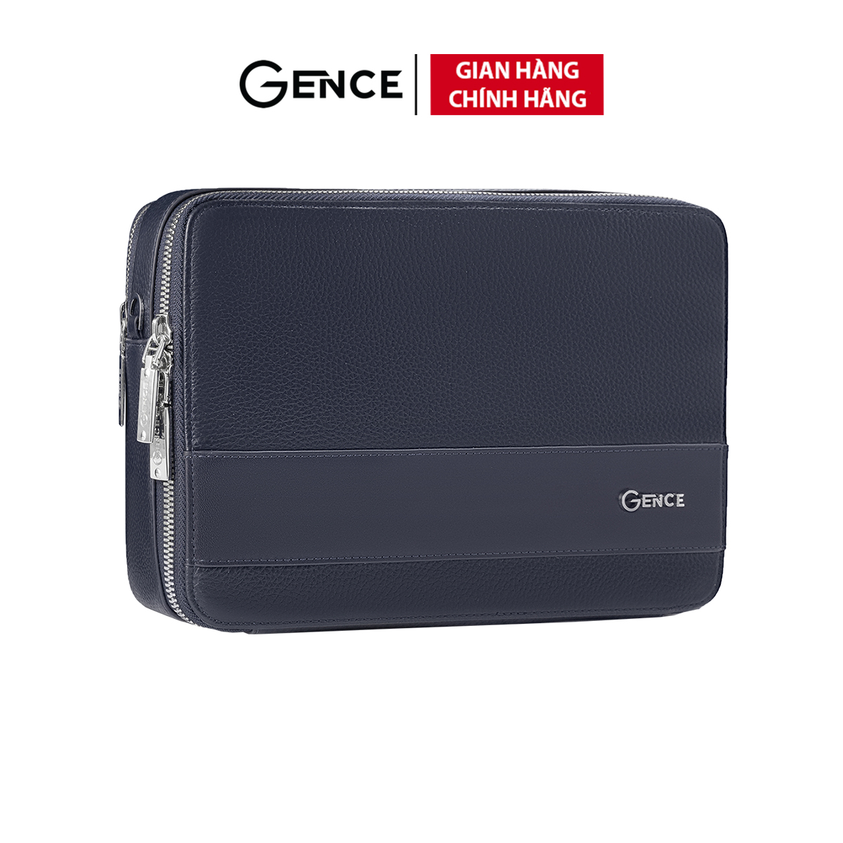 Túi Cầm Tay Nam Đeo Chéo Chính Hãng GENCE TC04 Da Bò Cao Cấp Màu Xanh Navy