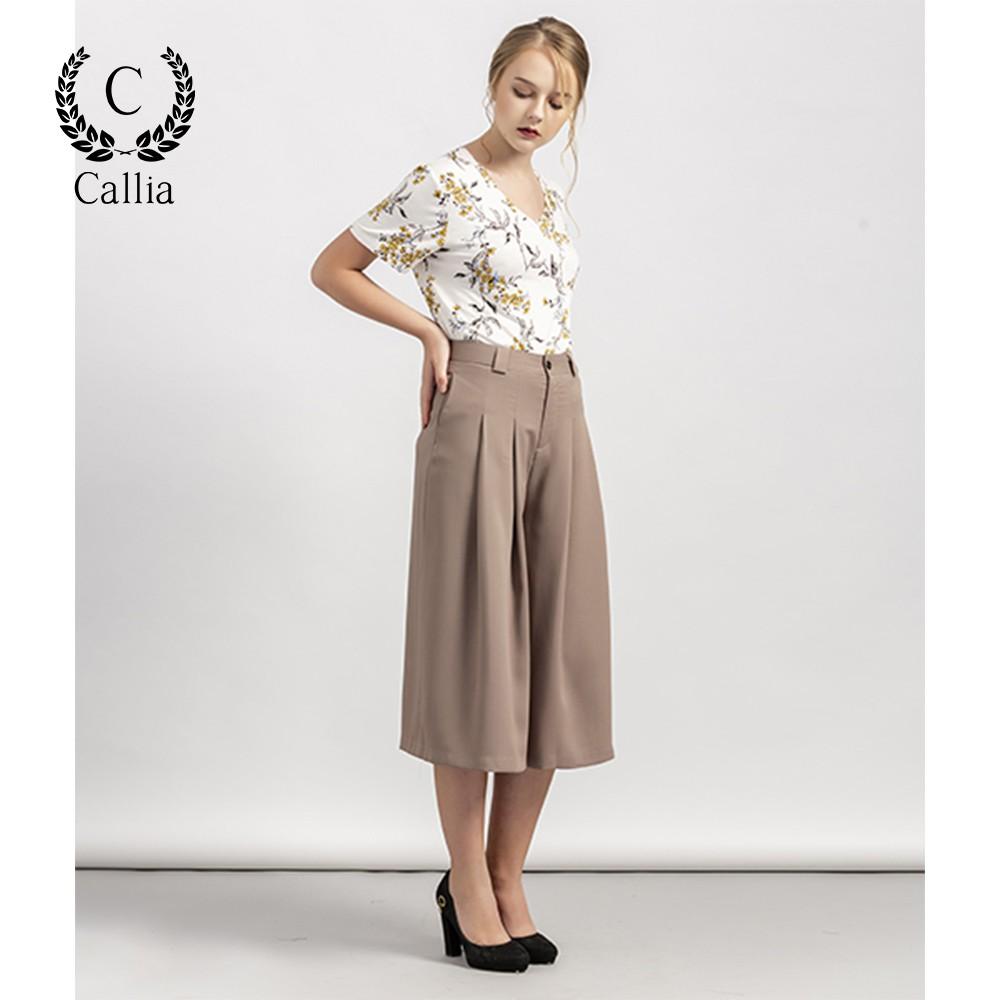 Quần ống rộng cullotes nữ Callia Tutu xếp li