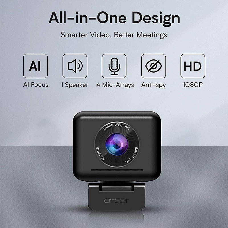 Emeet Jupiter - Webcam Tích Hợp Micro Kèm Loa, Góc Rộng 96°, Tự Động Lấy Nét, Khử Ồn Khử Vọng - Hàng Chính Hãng