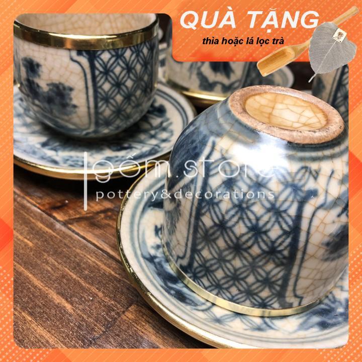 Ấm trà Bát Tràng men rạn giả cổ dáng quả dưa bọc đồng