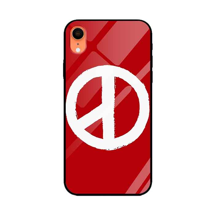 Ốp lưng kính cường lực cho iPhone Xr Nền Peace Y Nền Đỏ - Hàng Chính Hãng