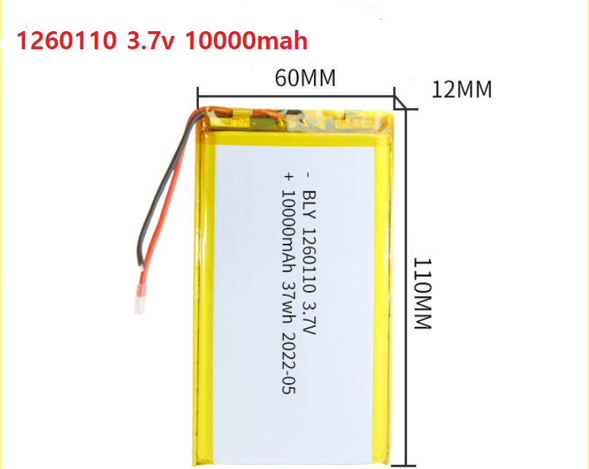 Pin Sạc Lithium Polymer 3.7V 10000mah 1260110 Cho tai nghe,loa Mp3 MP4 MP5 GPS PSP Bluetooth hàng mới